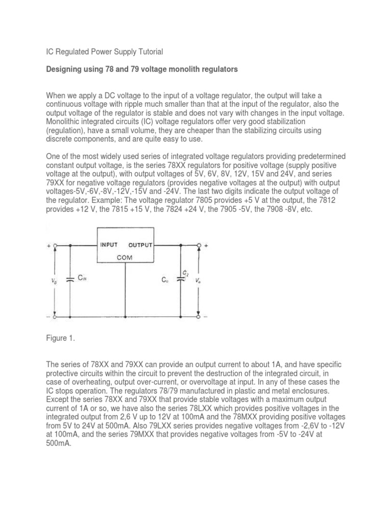 IC Regulated Power Supply Tutorial PDF Power Supply Capacitor