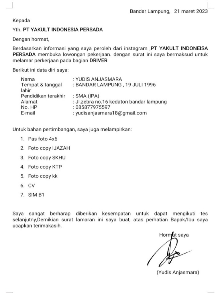 Surat Lamaran & CV | PDF