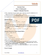 Class 11 Maths Revision Notes Binomial Theorem