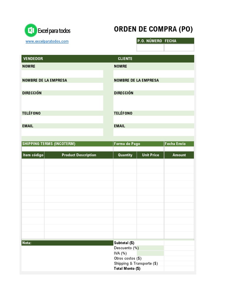 Formato de Orden de Compra Sencillo | PDF