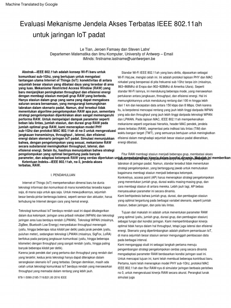 Evaluation of the ieee 802 11ah restricted access window mechanism for