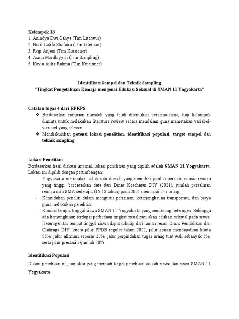 PRAKTIKUM 4 - Identifikasi Sample Dan Teknik Sampling | PDF