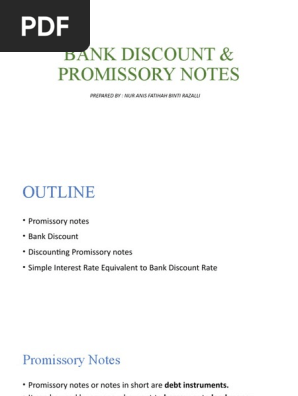 Bank Discount and Promissory Notes