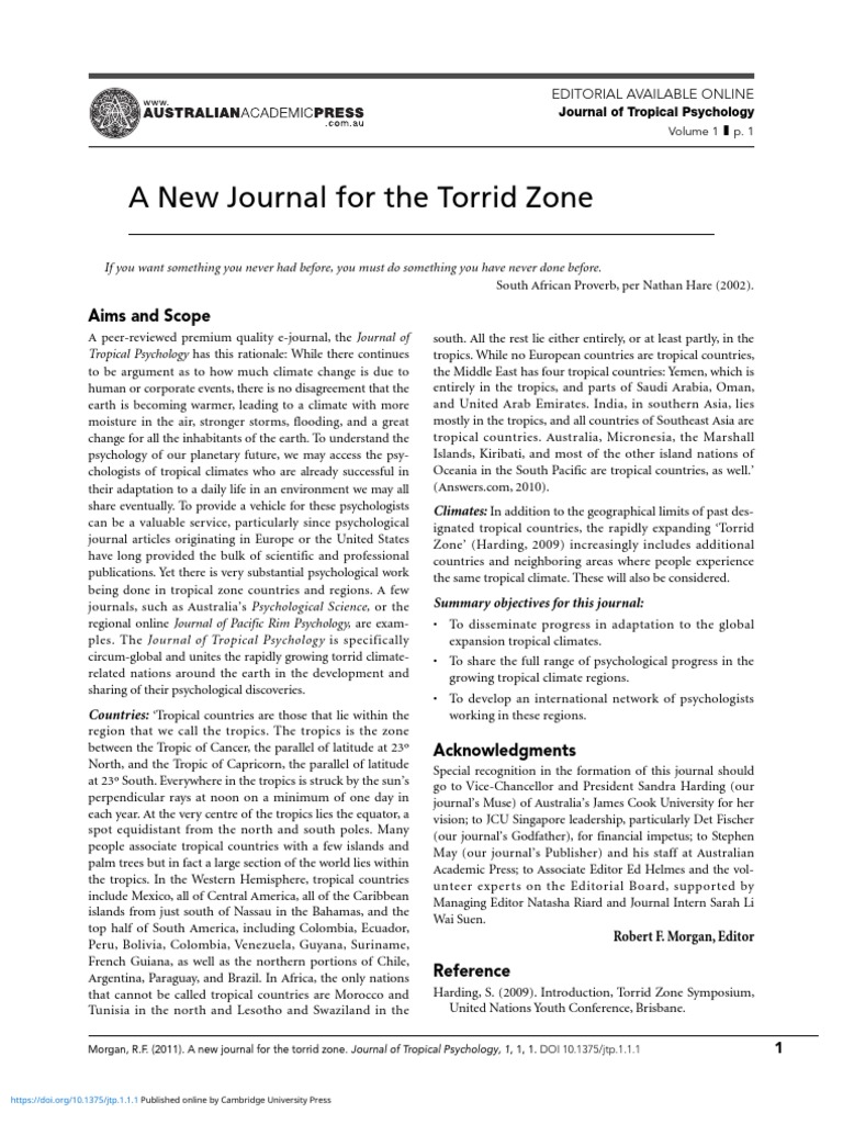 A New Journal For The Torrid Zone | PDF | Tropics | Equator