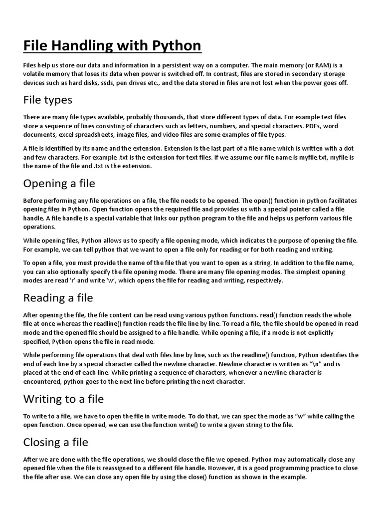 Files in Python(Python For Beginners | PDF