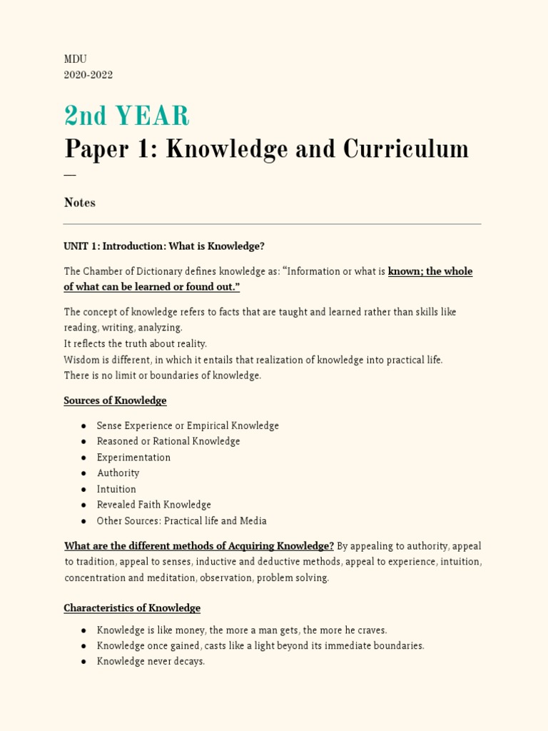 B Ed Notes Ii Year Pdf Knowledge Constructivism Philosophy Of