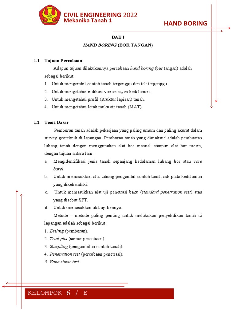 Panduan Hand Boring dalam Geoteknik | PDF | Griya & Taman | Sains ...