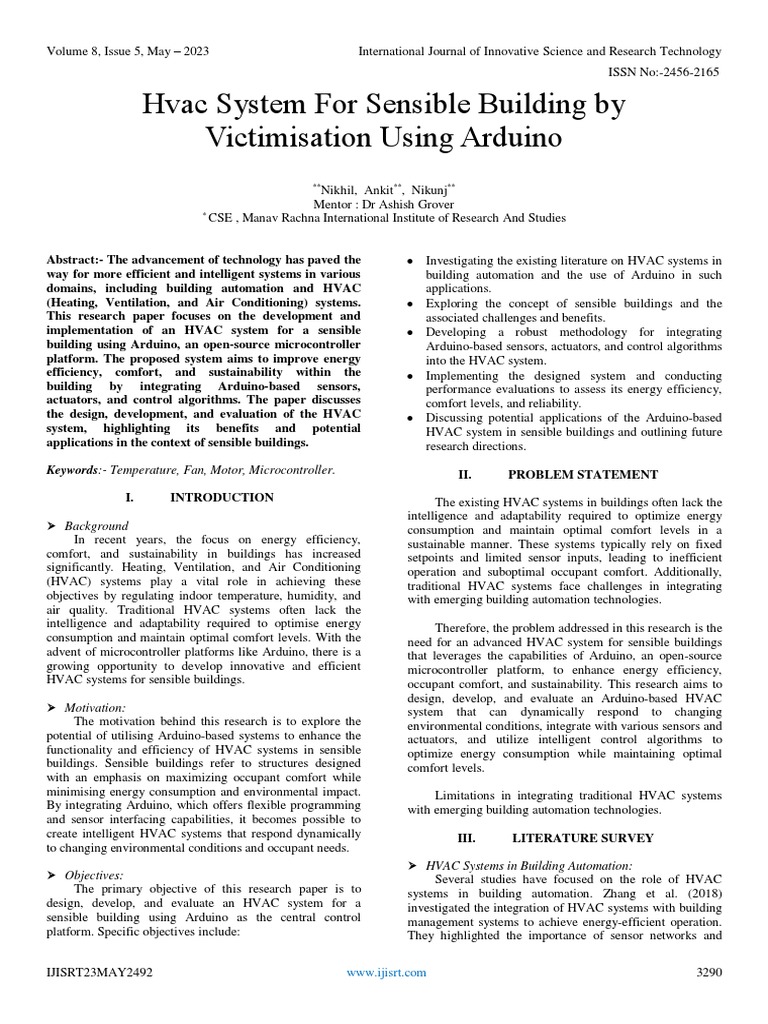 Hvac System For Sensible Building by Victimisation Using Arduino | PDF ...