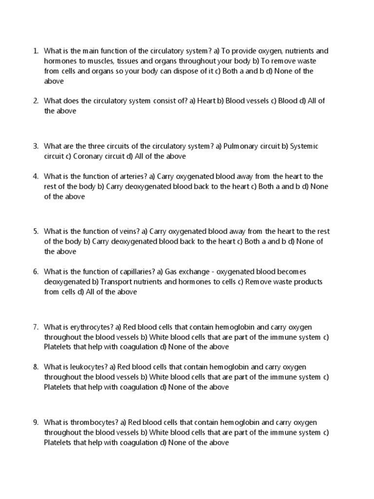 What is the main function of the circulatory system pdf heart