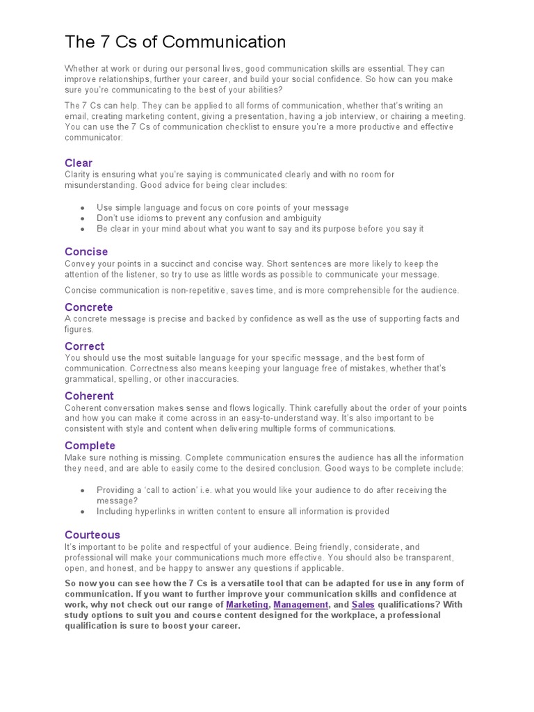 Mastering the 7 Cs of Communication | PDF | Communication | Information