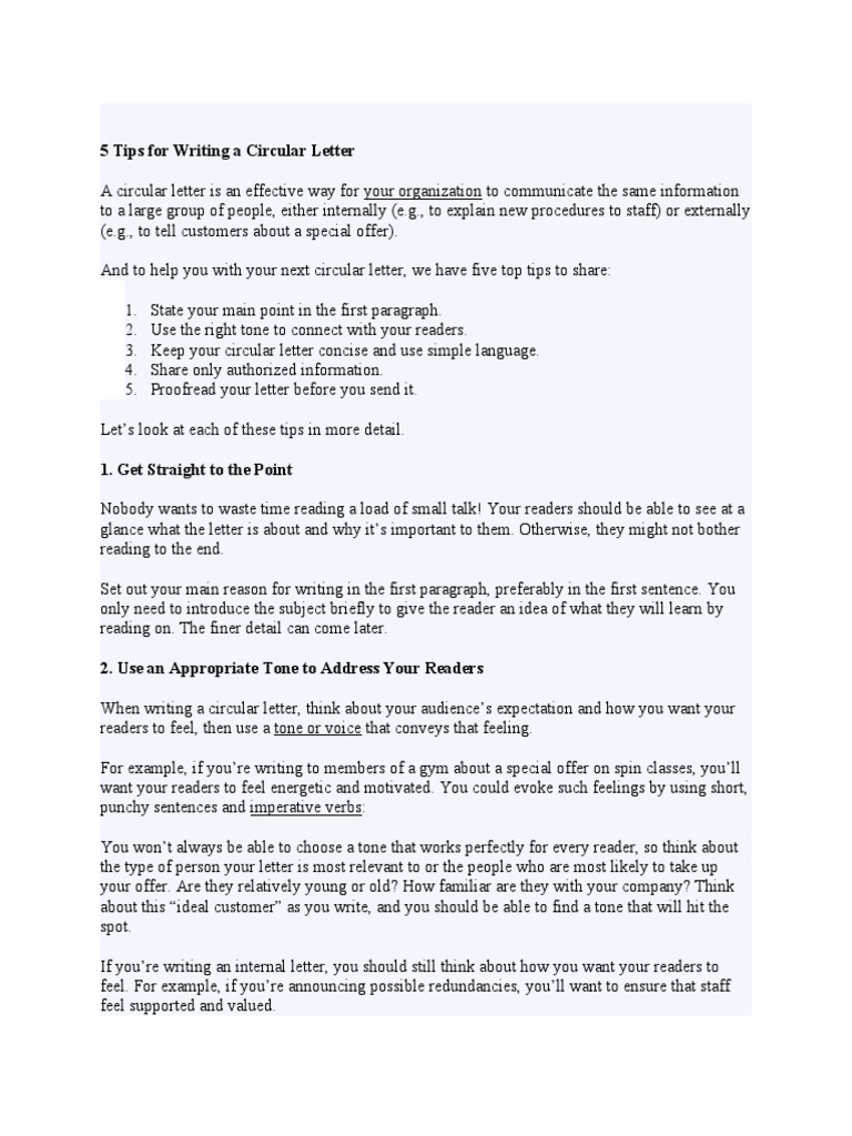 5 Tips For Writing A Circular Letter | PDF | Proofreading | Information ...