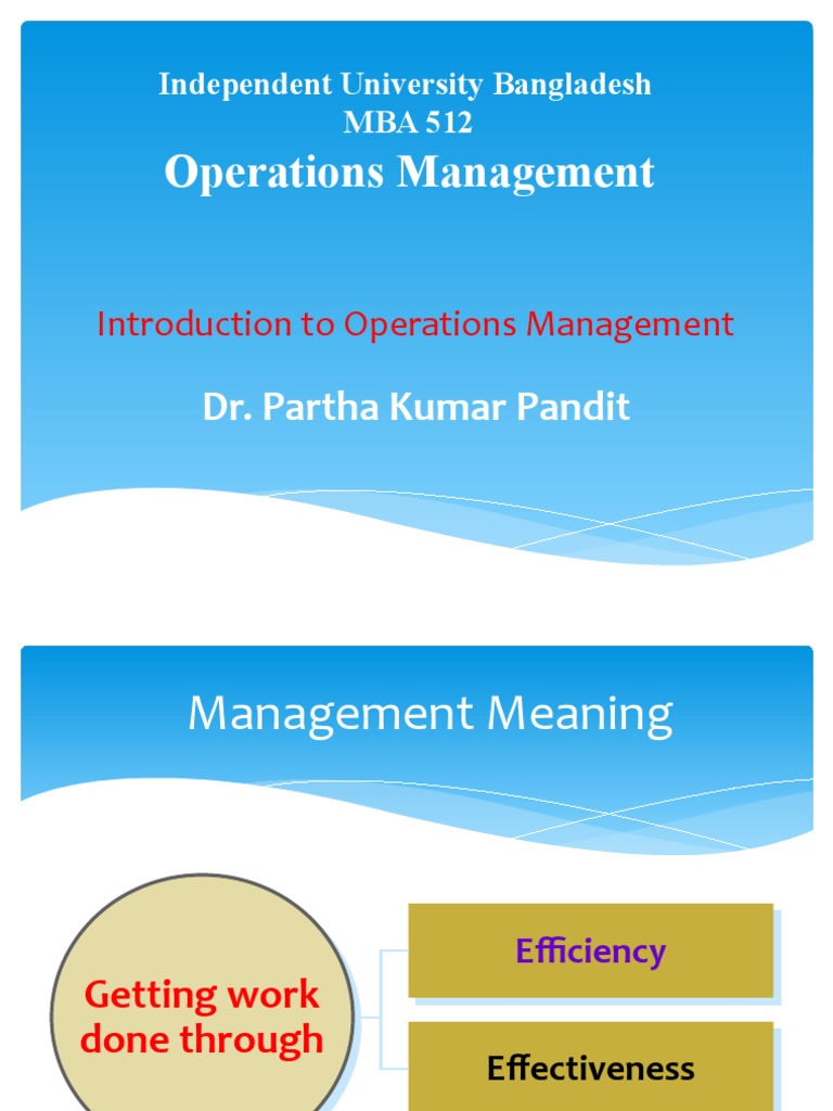 Session 1 Om Introduction Pdf Operations Management Labour