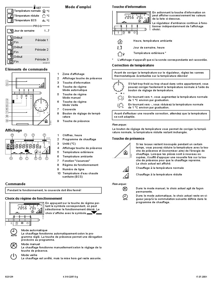 Mode d'emploi du thermostat Domline PDF Température Chaleur — free download
