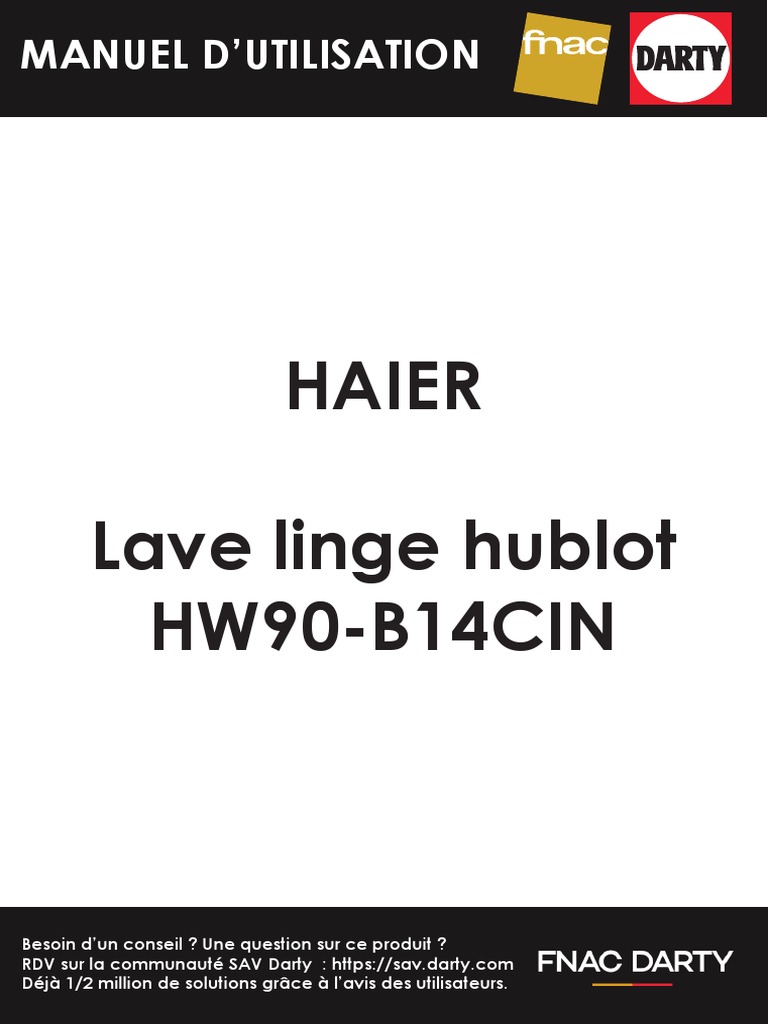 Manuel d'utilisation Lavelinge Haier PDF Machine à laver — free download