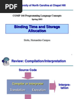 Binding Time and Storage Allocation: The University of North Carolina at Chapel Hill