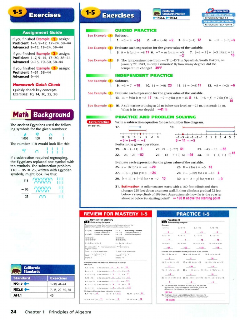 Pre Algebra 1.5 Exercises | PDF