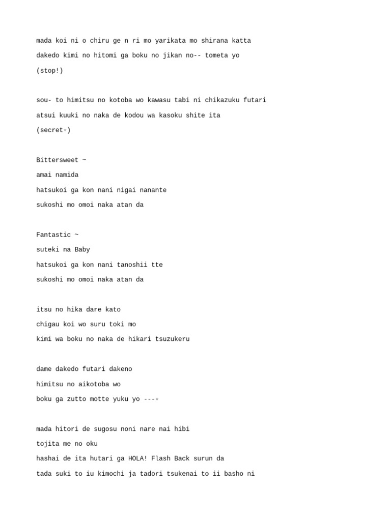 Bittersweet Lyrics PDF