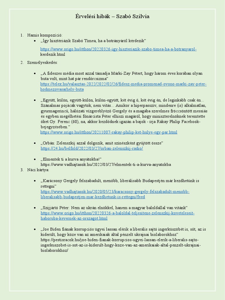 Érvelési Hibák | PDF