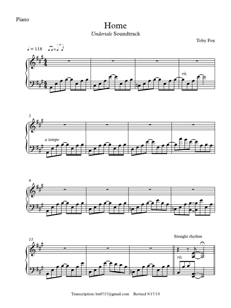 Undertale Home (Piano) Piano PDF
