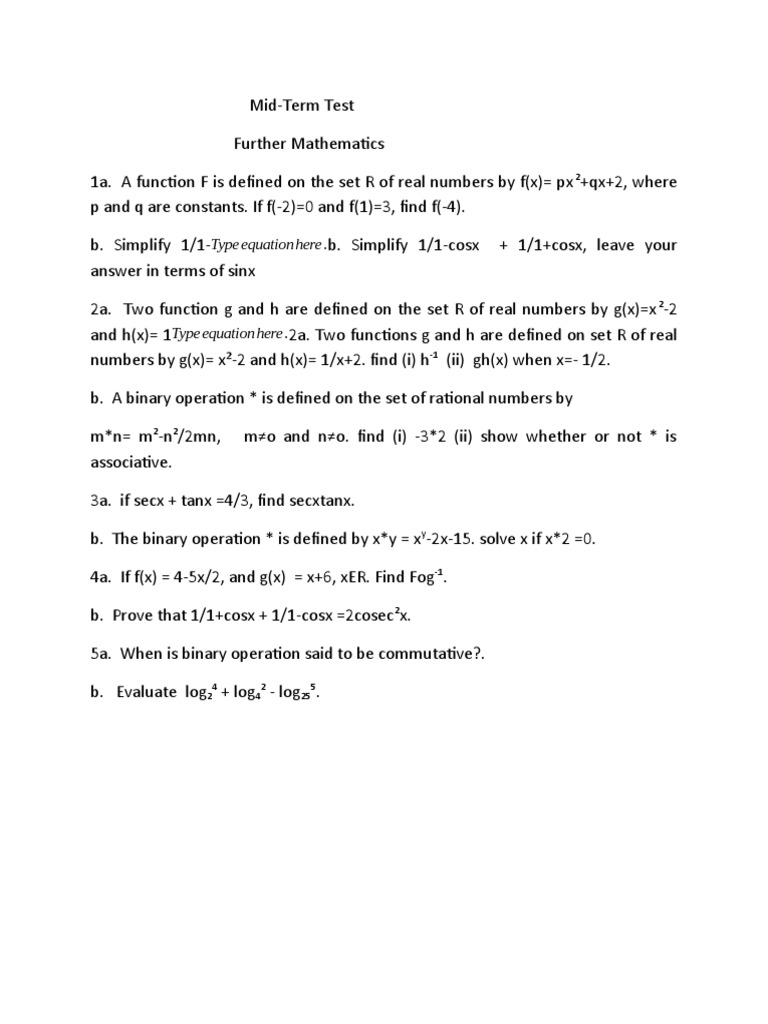Further Mathematics 1 | PDF