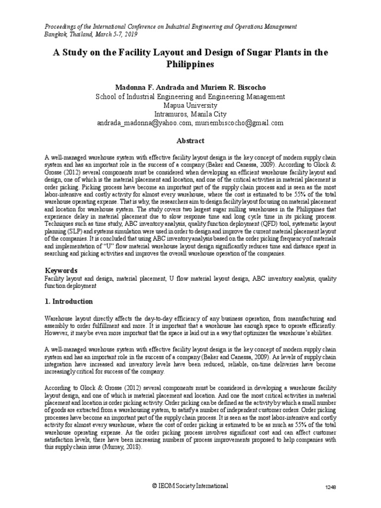 Optimizing Sugar Plant Warehouse Layout in the Philippines | PDF ...