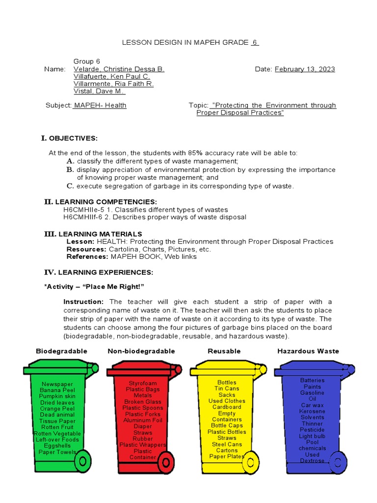 Proper Waste Management for Grade 6 | PDF | Wellness | Science ...