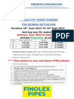 PremiumCorp - Finolex World Cup Scheme For April 2023 To March 2023