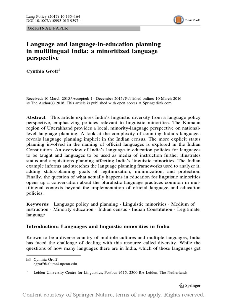 Language and Language-In-education Planning in Mul | PDF | Languages Of ...