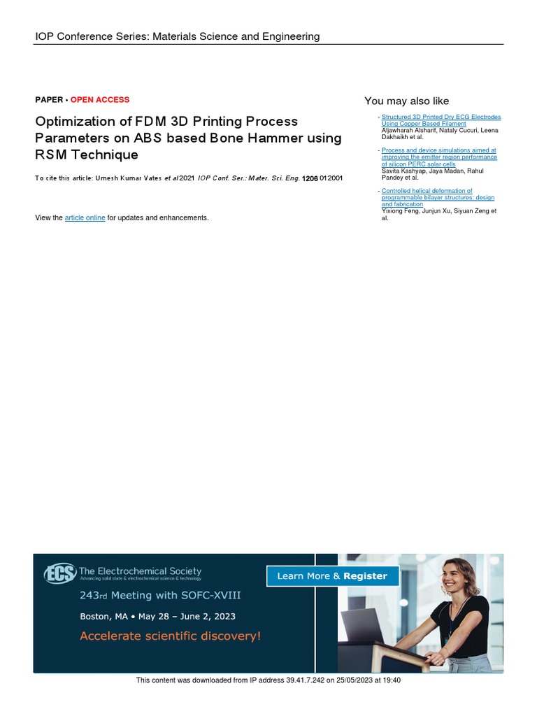 FDM 3D Printing Process Optimization | PDF | Materials | Building ...