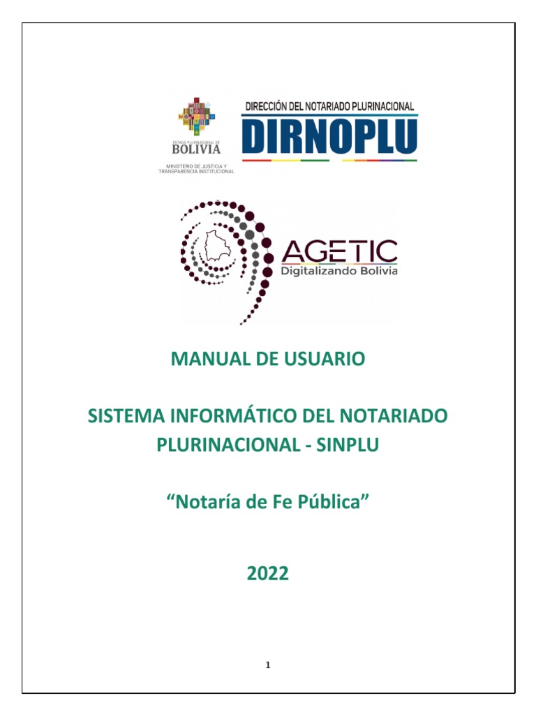 Manual del Sistema Notarial SINPLU | PDF | Informática | Derecho Civil ...