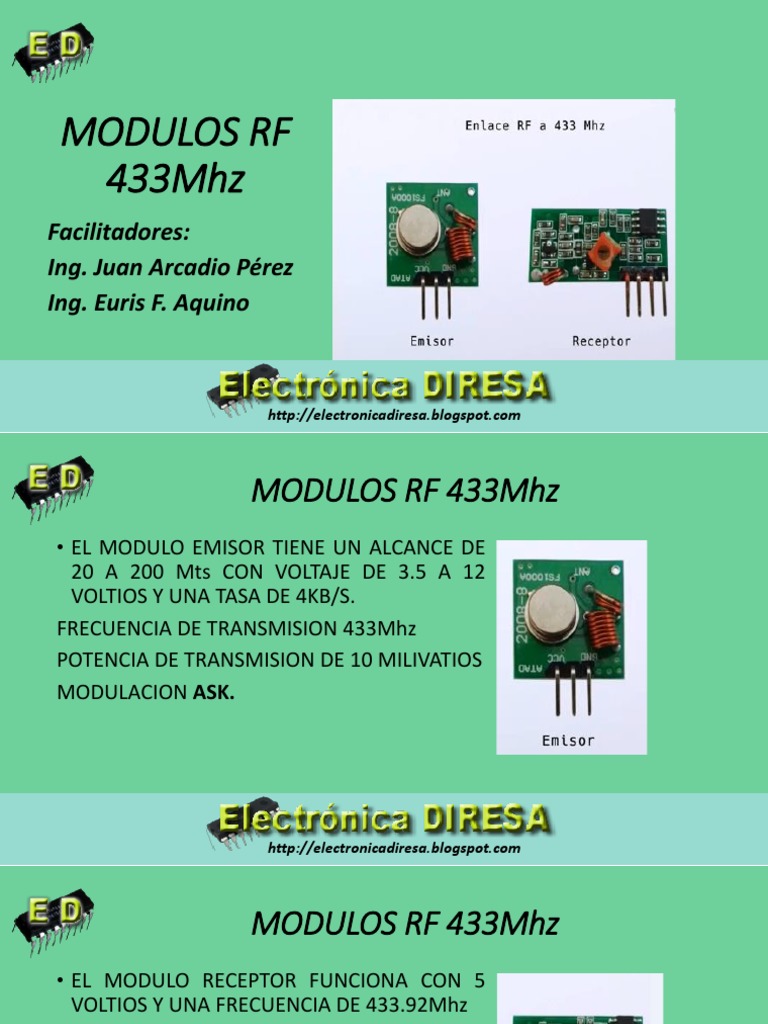 Módulos RF 433MHz: Emisor y Receptor | PDF | Tecnología