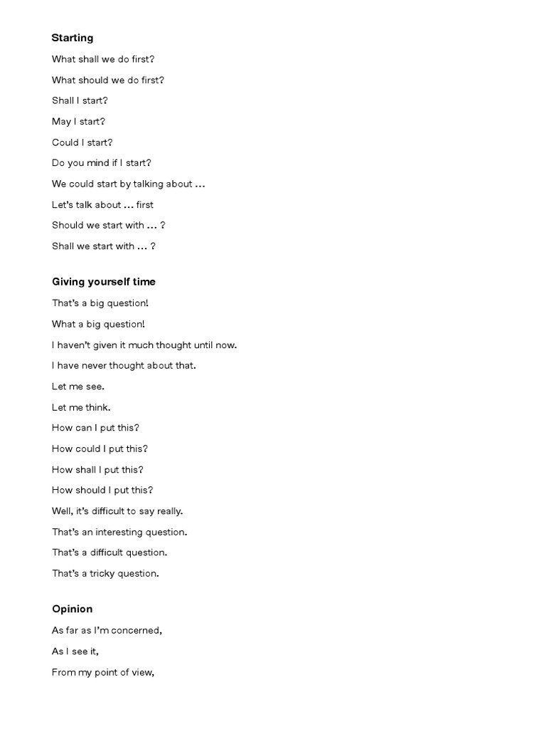 CAE Speaking Expressions Guide | PDF | Psychology | Cognitive Science