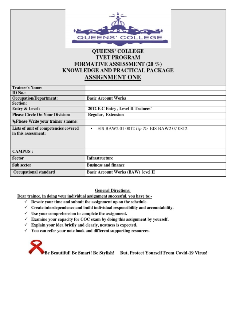 TVET Level 2 Accounting Assignment Guide | PDF | Salary | Economies