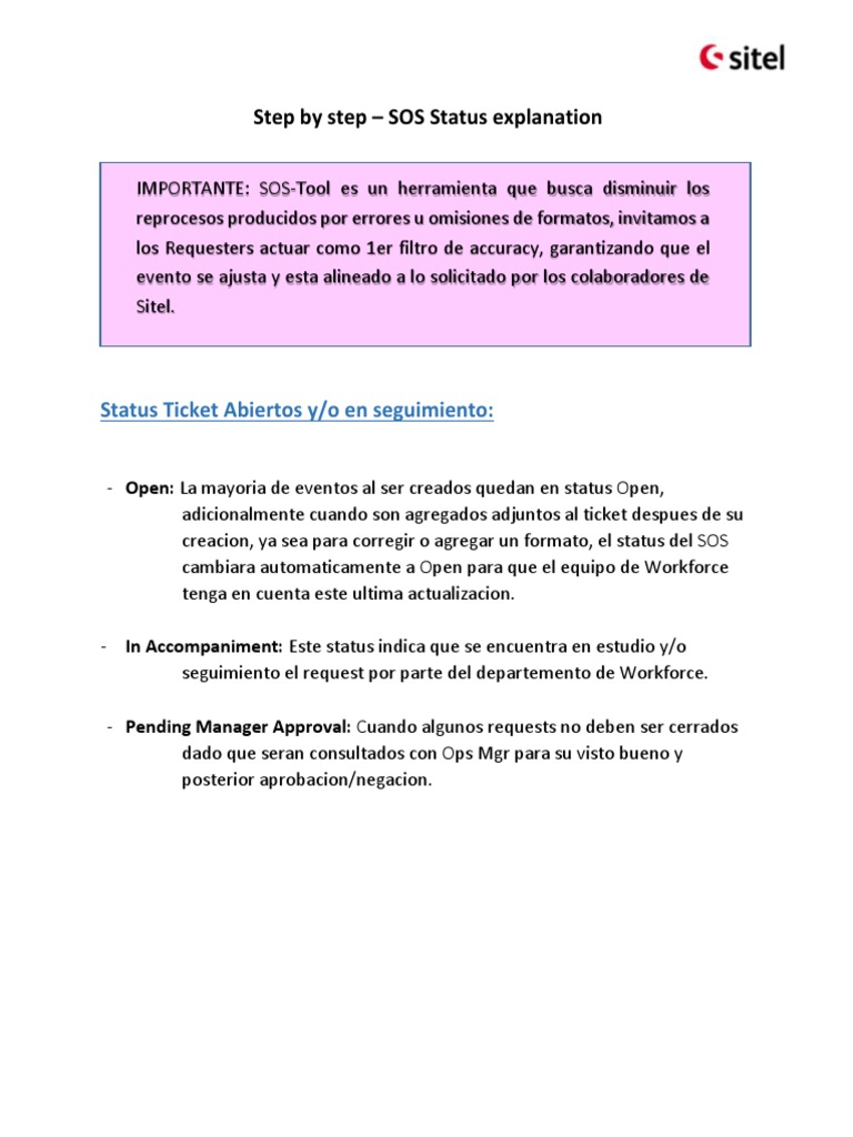 Step by step sos status explanation pdf