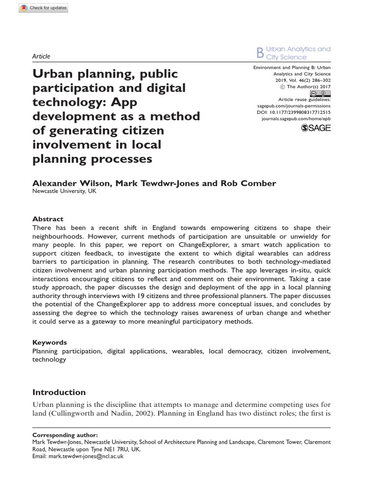 Urban Planning, Public Participation, Dan Digital Technology | PDF ...