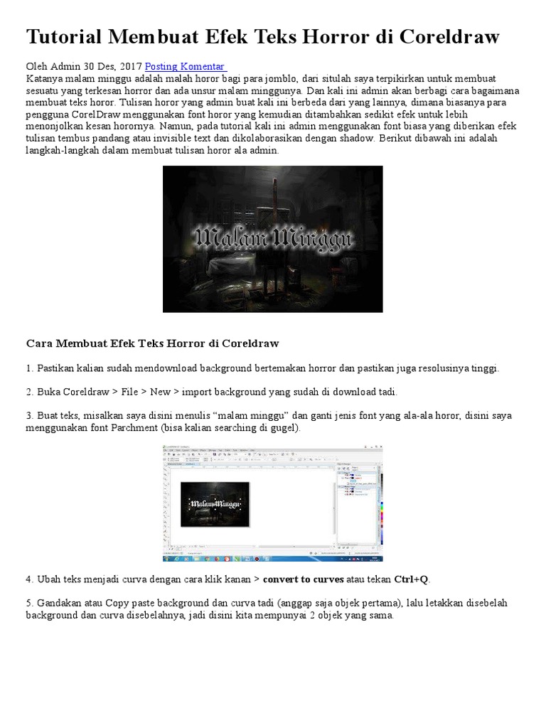 Tutorial Membuat Efek Teks Horror Di Coreldraw | PDF