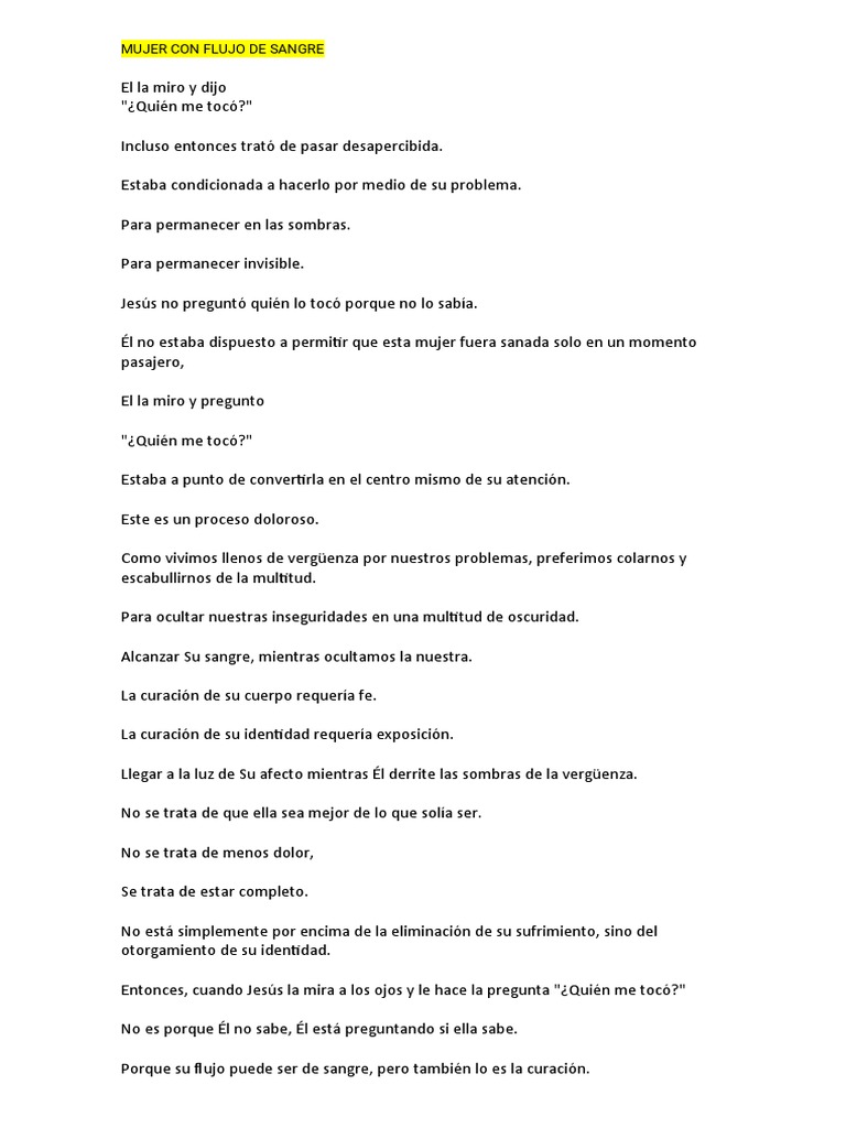 MUJER CON FLUJO DE SANGRE PDF Cristo (título) Amor
