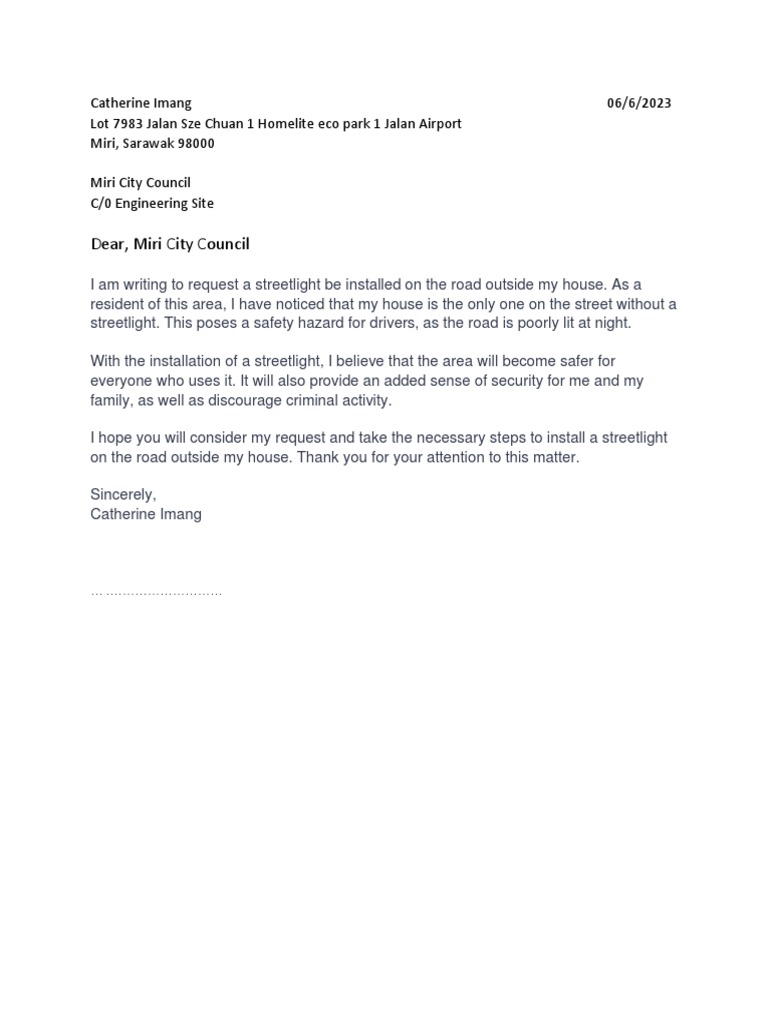 Streetlight Letter PDF