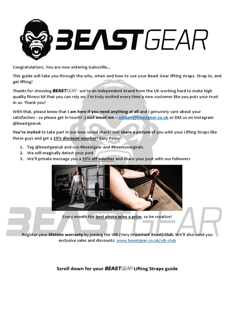 Beast Gear Lifting Straps Guide UK PDF Weight Training