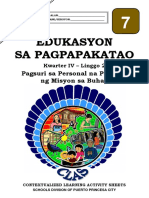 ESP7 - q4 - CLAS2 - Pagsuri-sa-Personal-na-Pahayag-ng-Misyon-sa-Buhay - v1 - CHARLES ANDREW MELAD