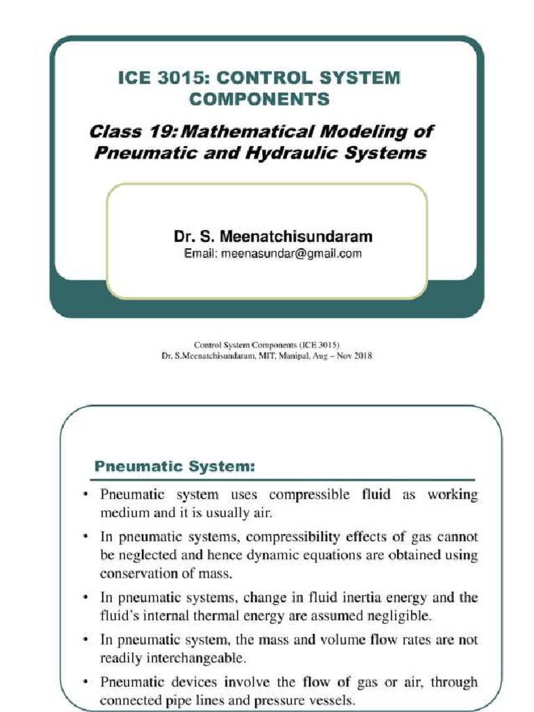 Pneumatic and Hydraulic Modeling Math | PDF