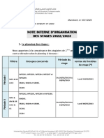 Note D'organisation Des Stages 2023
