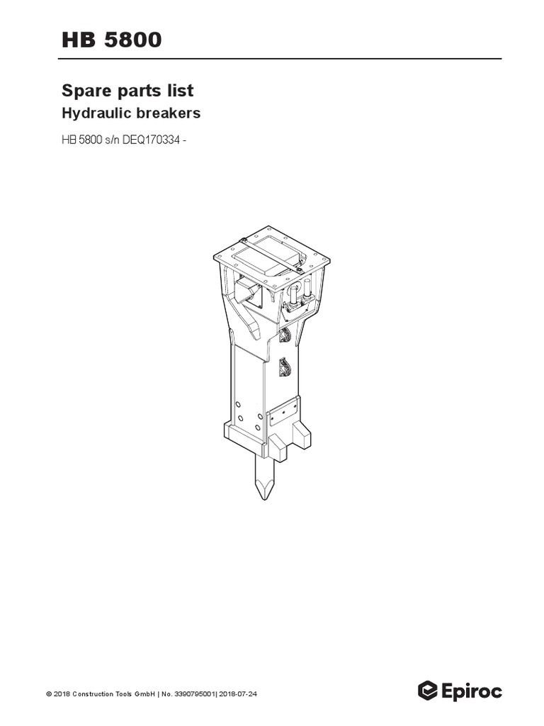 Spare Parts List Hydraulic Breakers PDF Screw Mechanical Engineering