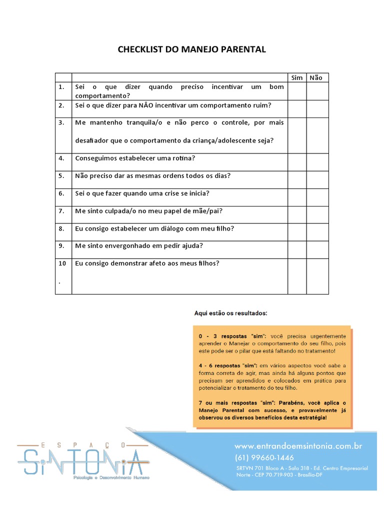 Checklist de Manejo Parental | PDF | Estilo de vida