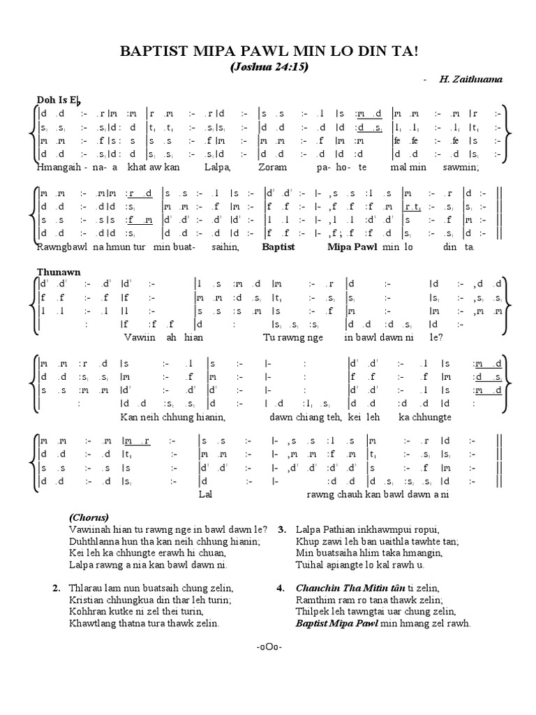 Baptist Mipa Pawl Lyrics Guide | PDF | Language Arts & Discipline