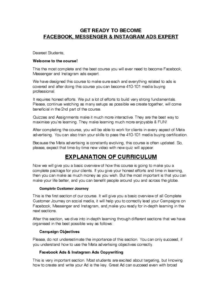 Facebook+Ads+&+Instagram+Ads+Course+2023+++Meta+410 101+exam | PDF ...