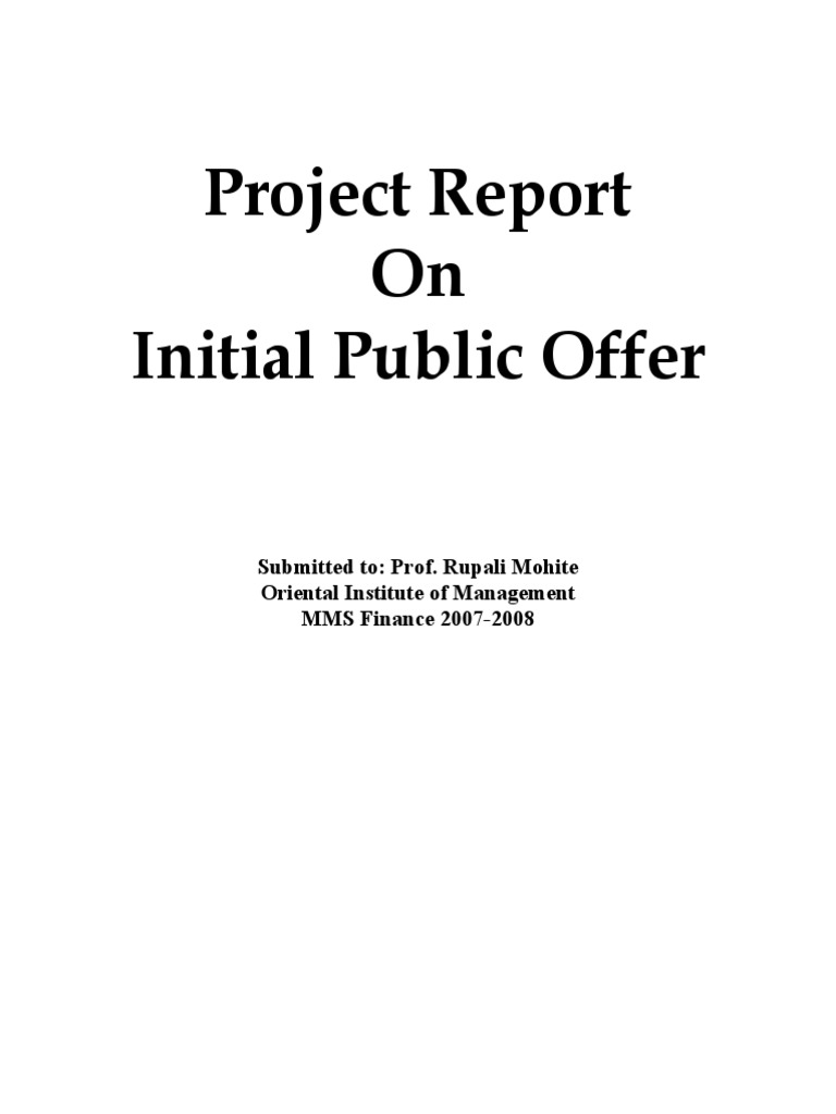 IPO Word Doc-Paradkar | PDF | Initial Public Offering | Stocks
