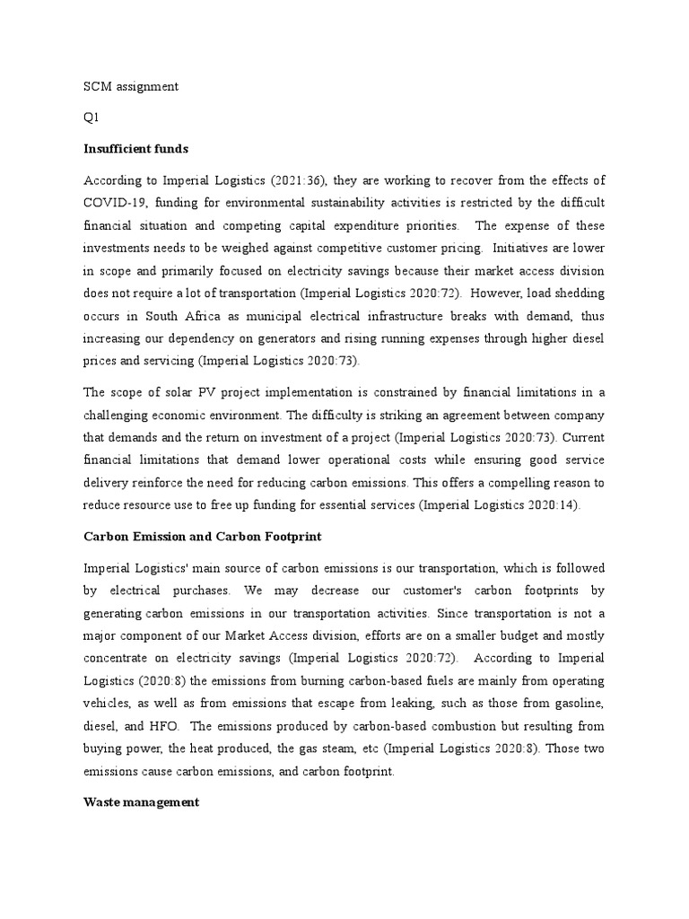 SCM Assignment | PDF