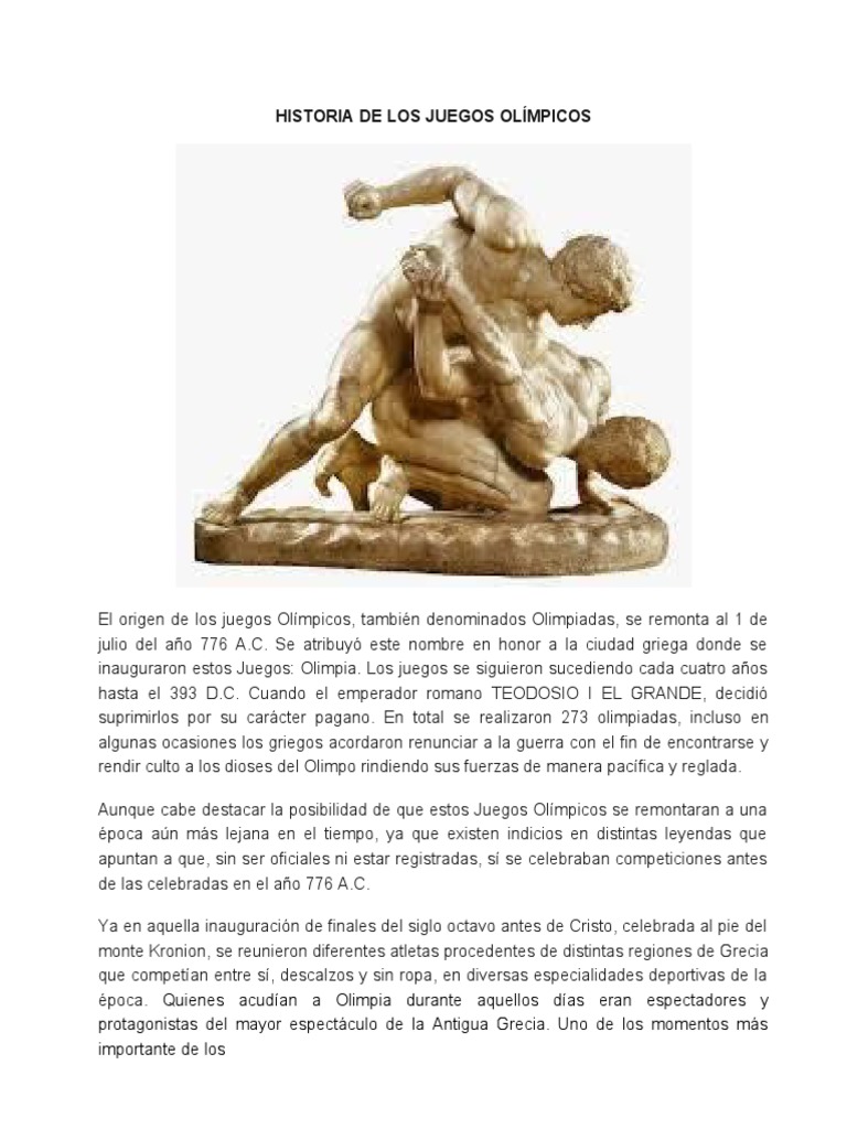 Breve Historia de Los Juegos Olmpicos | PDF