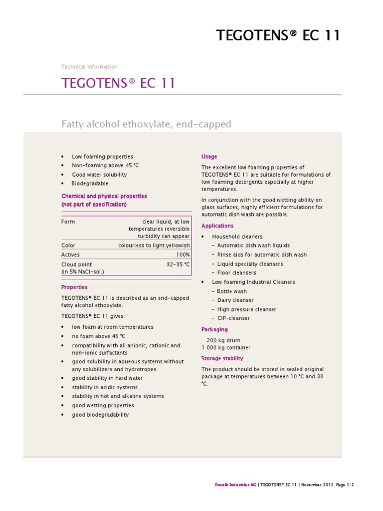 Tegotens Ec 11 TDS 12 11 01 | PDF